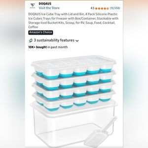 Ice Cube Tray Set with Lid - Blue and White
